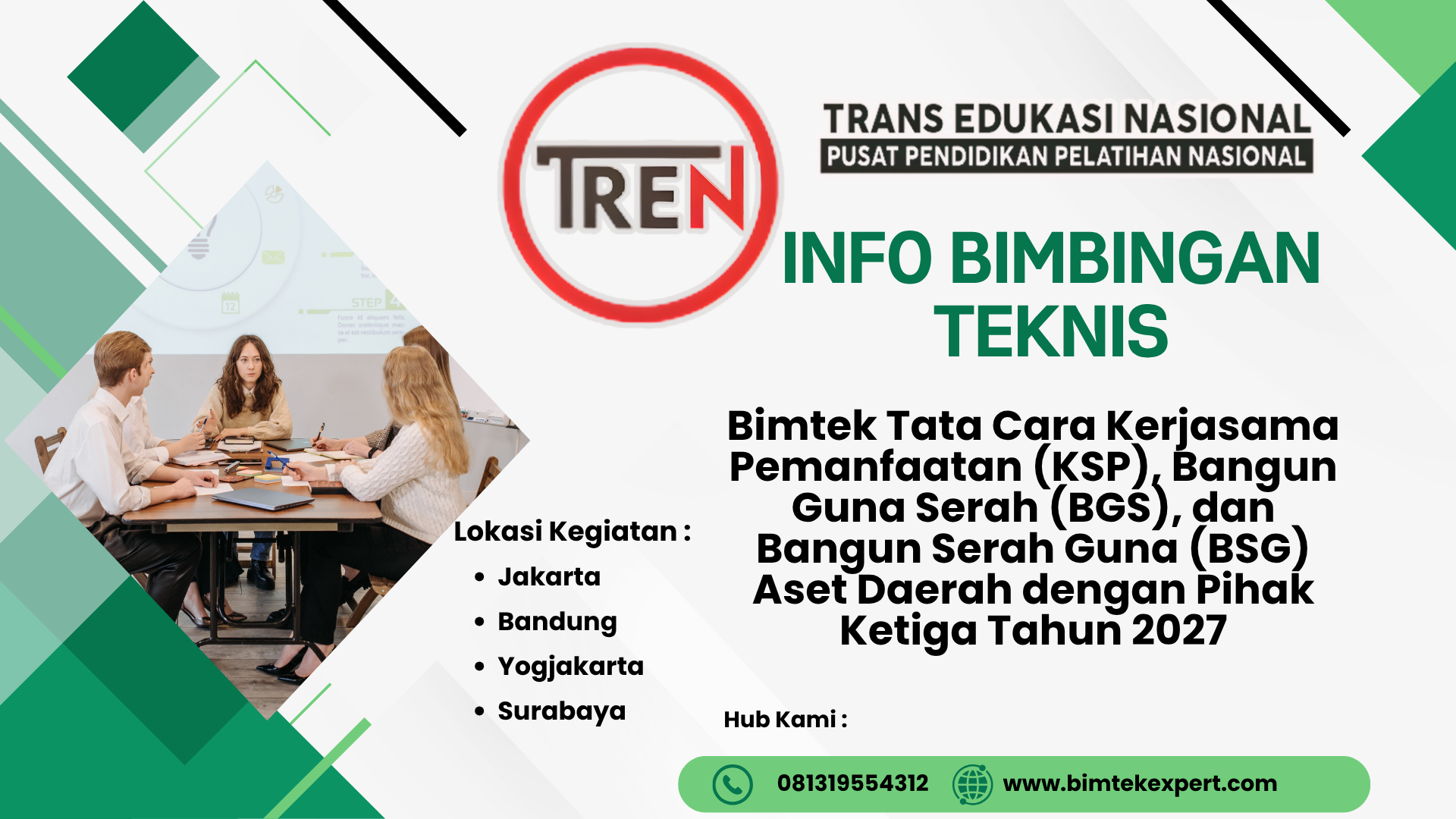 Bimtek Tata Cara Kerjasama Pemanfaatan (KSP), Bangun Guna Serah (BGS), dan Bangun Serah Guna (BSG) Aset Daerah dengan Pihak Ketiga Tahun 2027