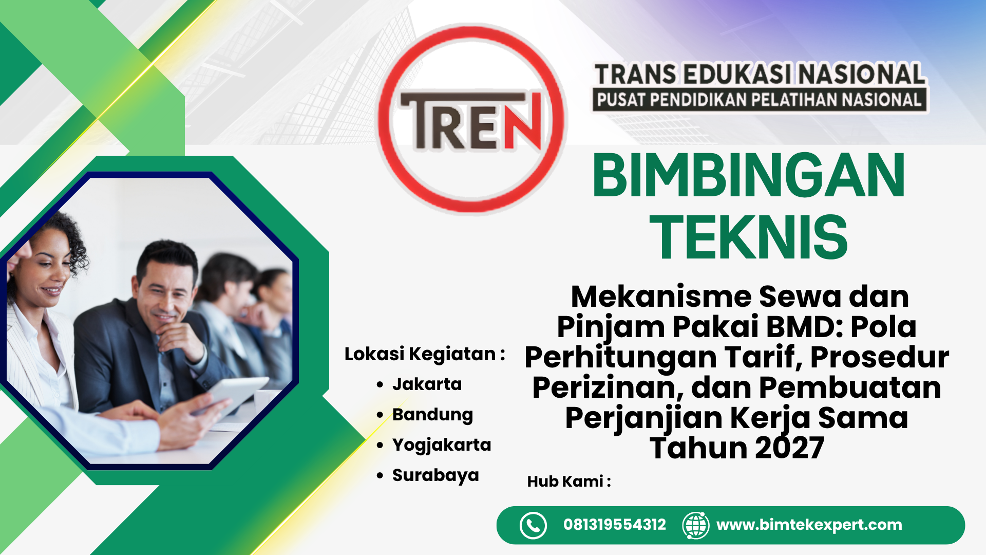 Bimbingan Teknis Mekanisme Sewa dan Pinjam Pakai Barang Milik Daerah (BMD): Pola Perhitungan Tarif, Prosedur Perizinan, dan Pembuatan Perjanjian Kerja Sama Tahun 2027