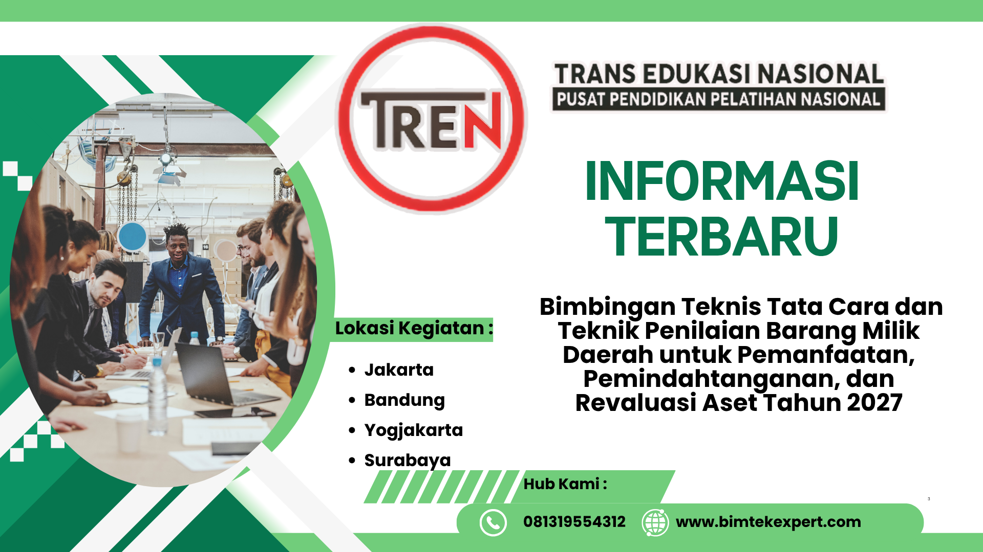 Jadwal Bimbingan Teknis Tata Cara dan Teknik Penilaian Barang Milik Daerah untuk Pemanfaatan, Pemindahtanganan, dan Revaluasi Aset Tahun 2027